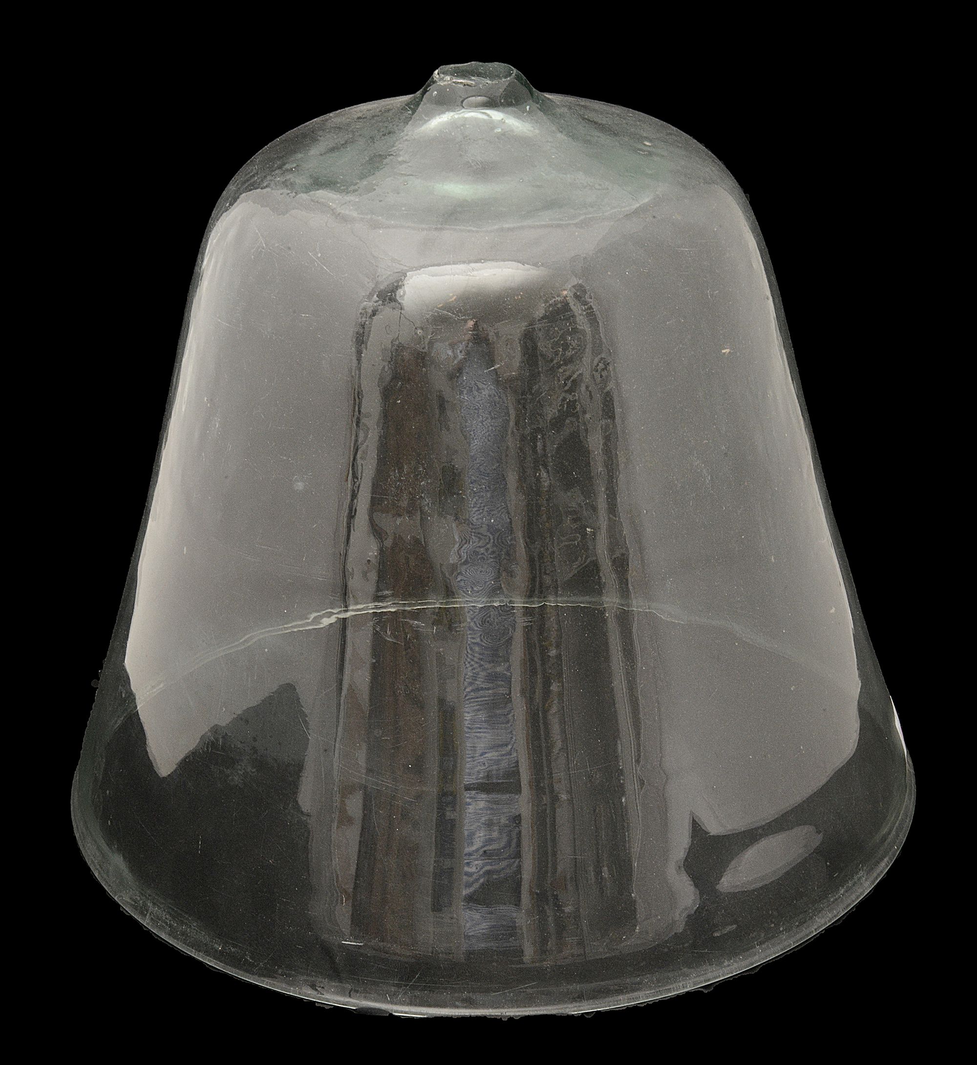 A large Victorian hand blown glass bell cloche