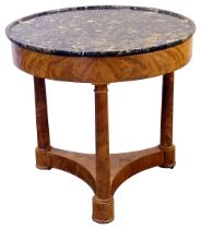 An Empire mahogany and marble topped gueridon centre table