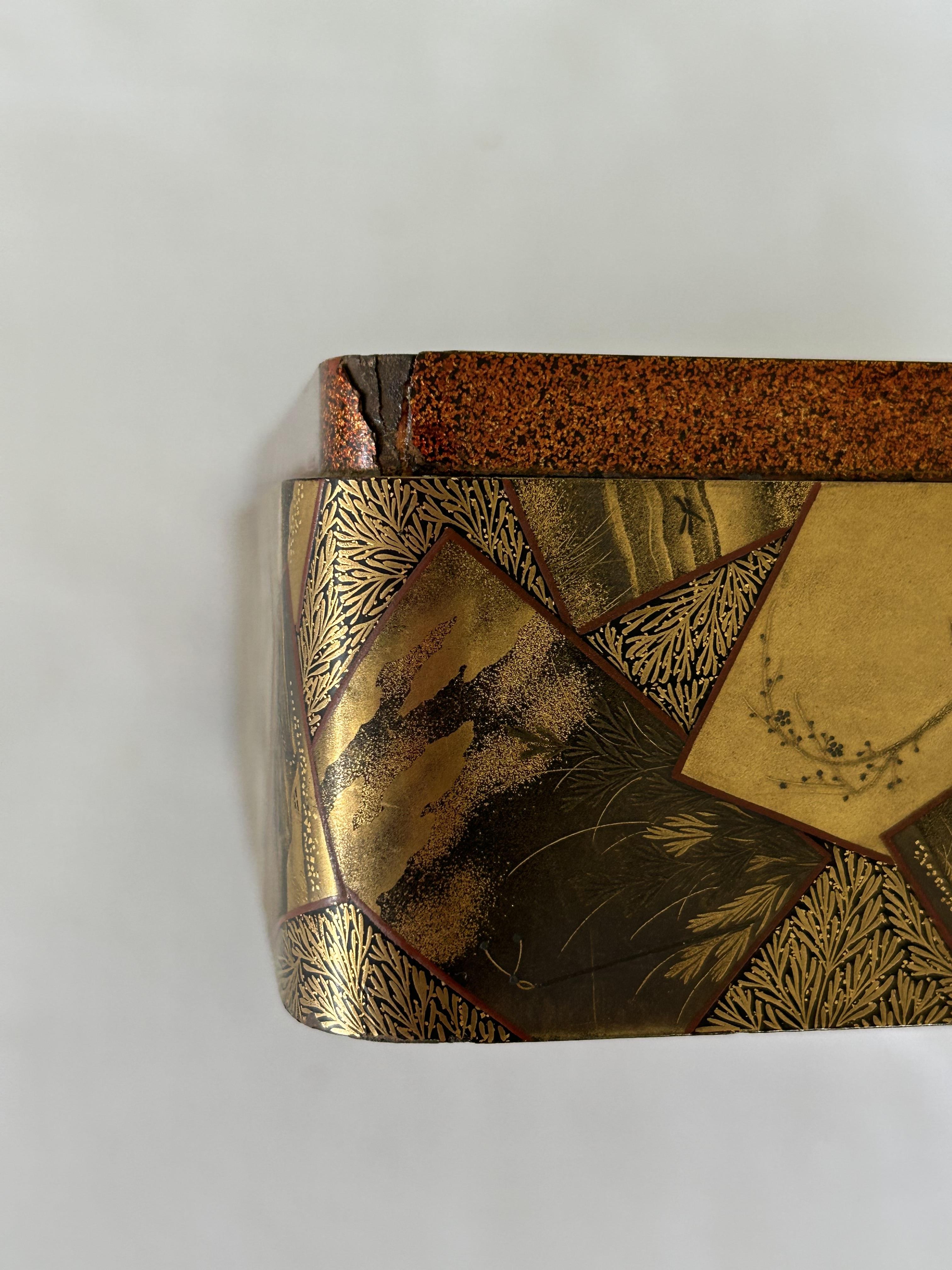 A 19th century Japanese gold lacquer box with interior tray and two boxes - Image 17 of 23