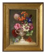 An early 19th century Grainger Worcester painted porcelain Botanical plaque