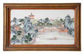 A Chinese famille rose porcelain landscape plaque
