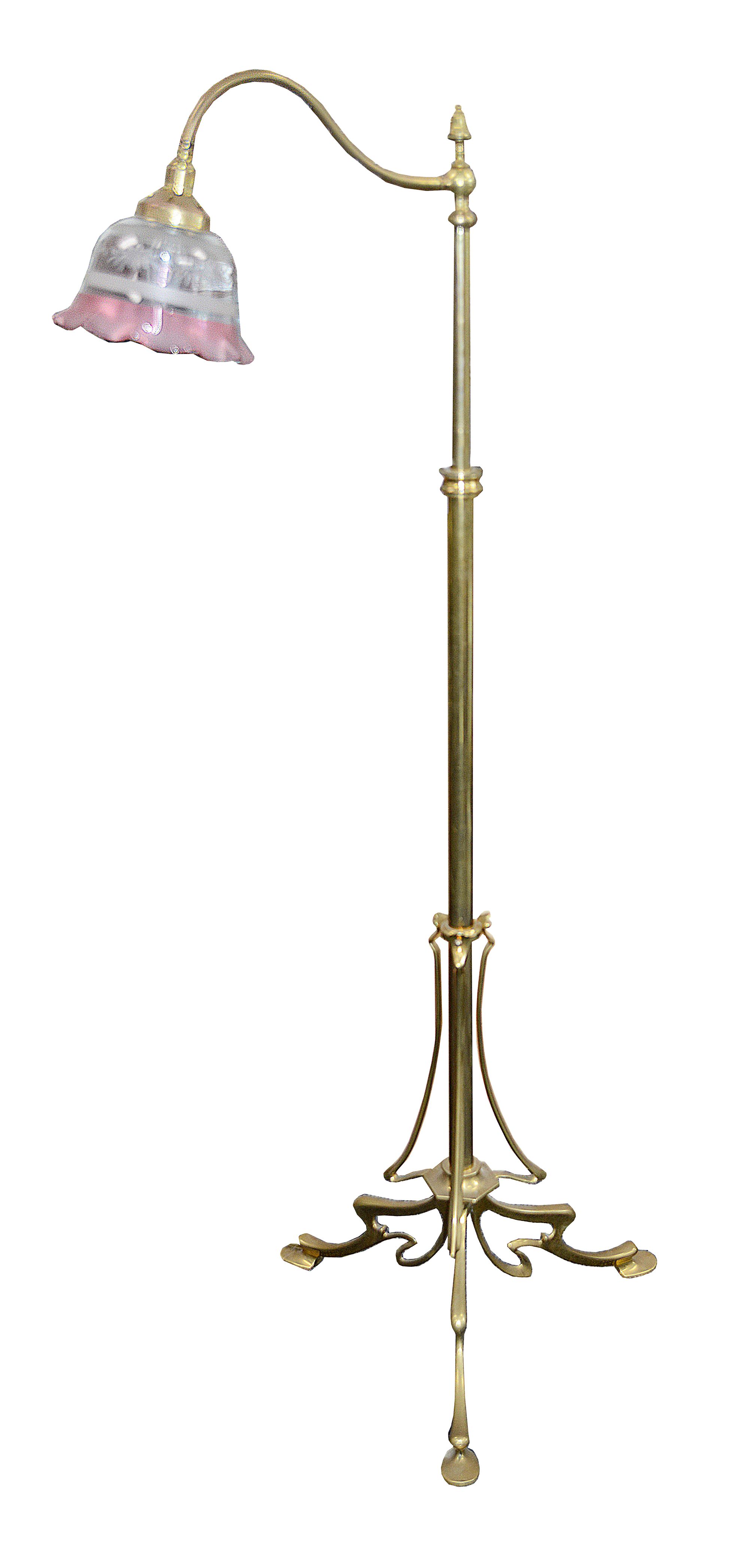 An Edwardian brass reading lamp