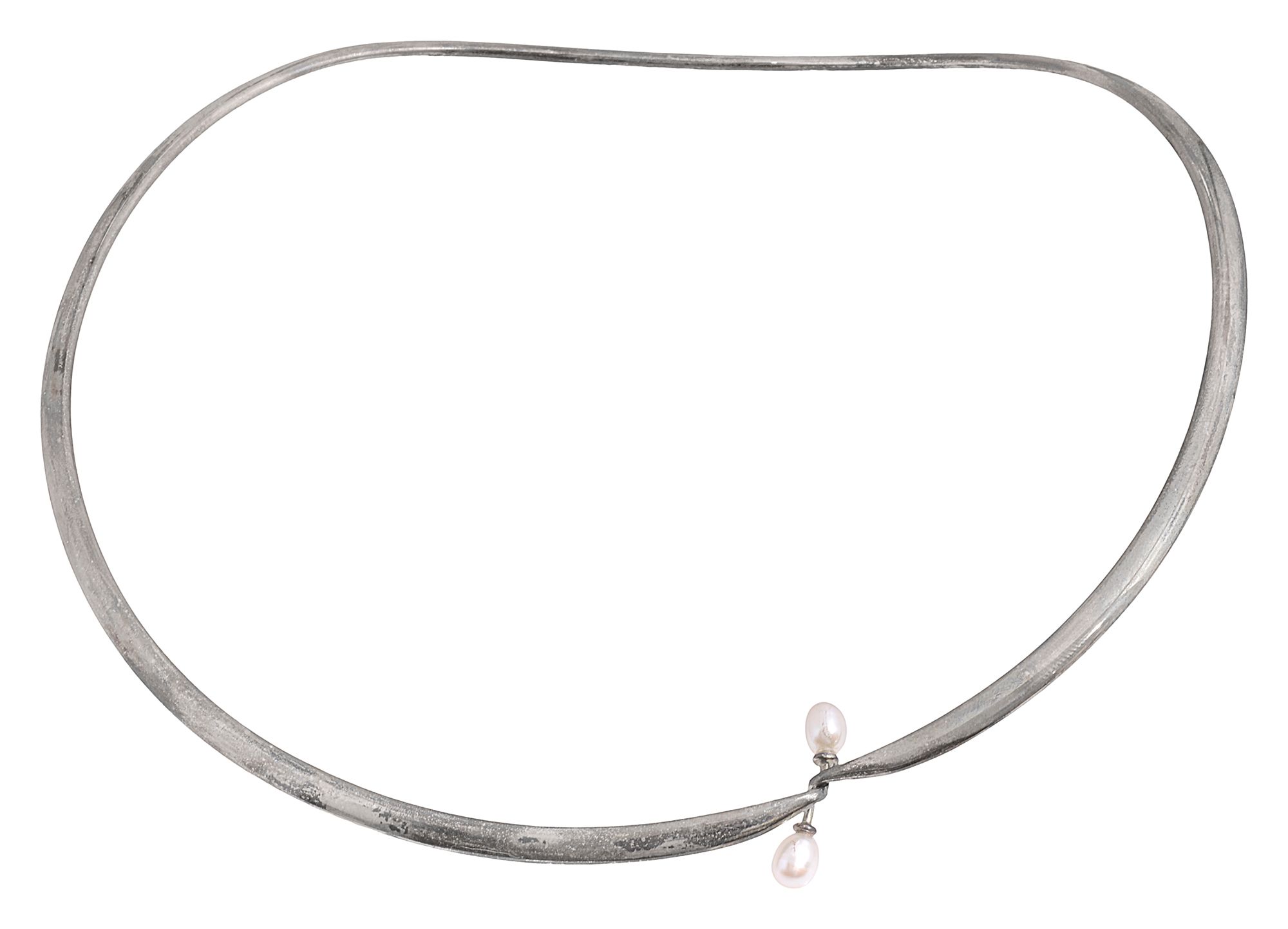 A silver twisted torque necklace designed by Vivianna Torun for Georg Jensen