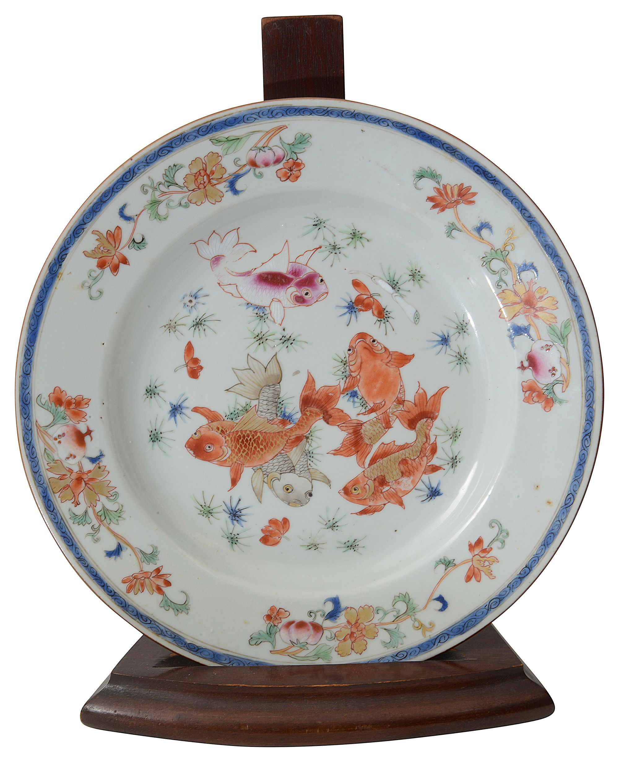 A late 18th century Chinese export famille rose porcelain plate