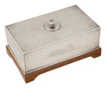 An American silver covered copper table cigarette box by Sweetser & Co