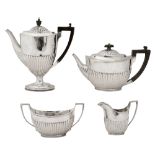 A late Victorian silver four piece tea and coffee service