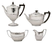 A late Victorian silver four piece tea and coffee service