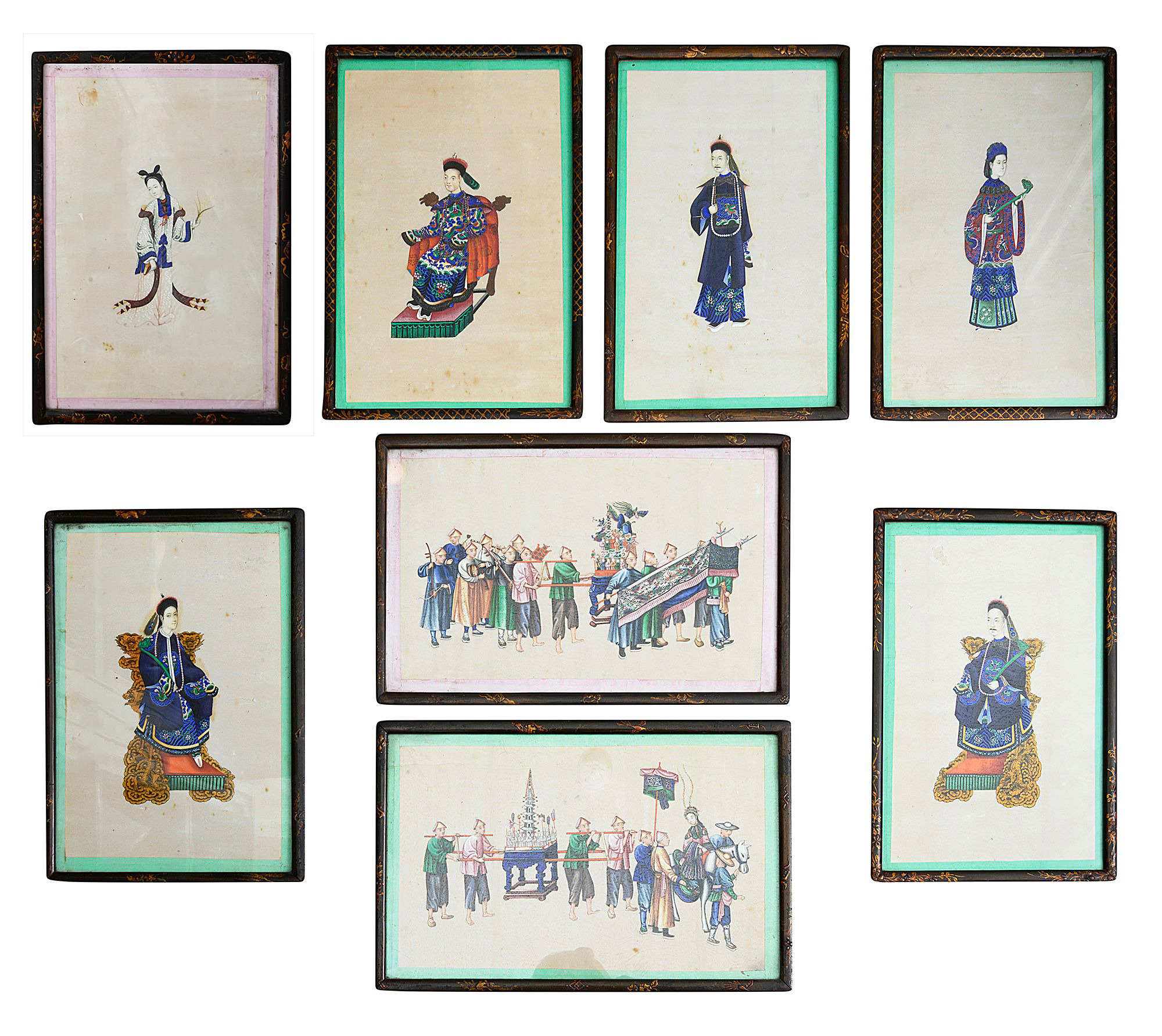 (Chinese School) Eight watercolour and gouache paintings on pith paper