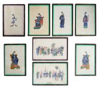 (Chinese School) Eight watercolour and gouache paintings on pith paper