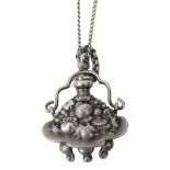 A 19th century Japanese silver chatelaine scent bottle