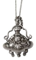 A 19th century Japanese silver chatelaine scent bottle