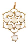 An early 20th century moonstone and yellow gold pendant