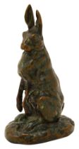 A bronze model of a seated hare