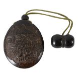 A 19th century Japanese coconut shell two case inro