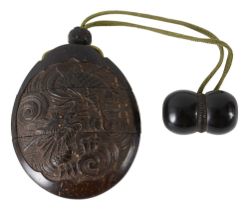 A 19th century Japanese coconut shell two case inro