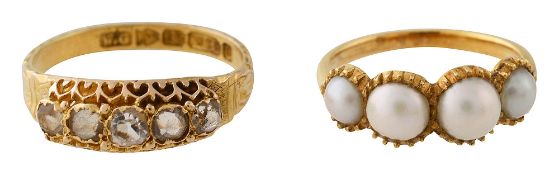 A mid Victorian 15ct yellow gold and gem-set ring