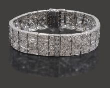 An Art Deco diamond-set flexible link bracelet