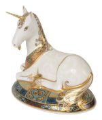 A Royal Crown Derby limited edition Unicorn paperweight
