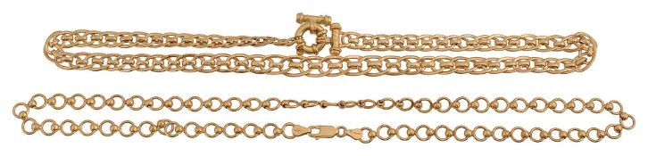Two 9ct fancy link gold chains