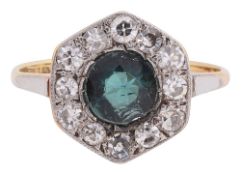 A tourmaline and diamond-set ring
