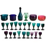 A collection of 19th century coloured glassware