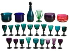 A collection of 19th century coloured glassware