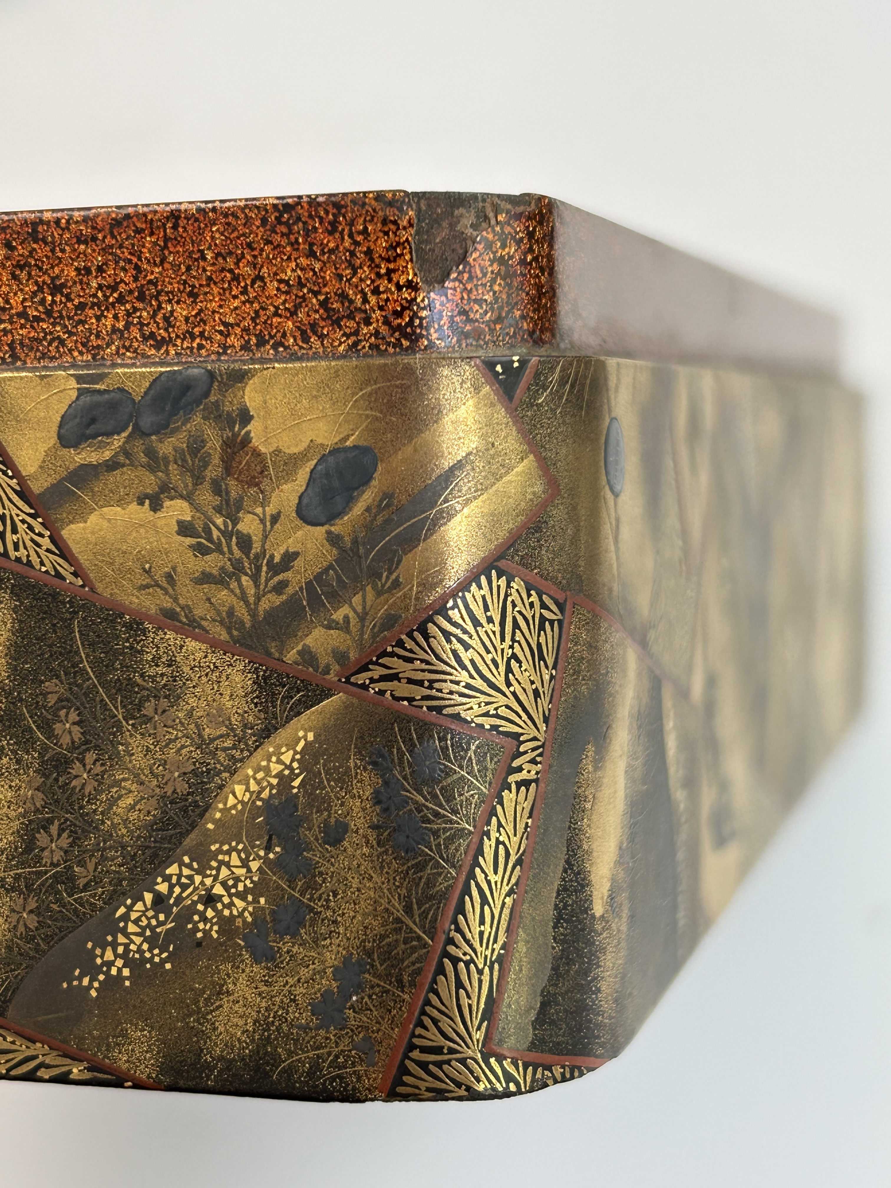 A 19th century Japanese gold lacquer box with interior tray and two boxes - Image 13 of 23