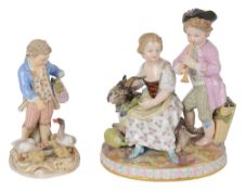 A late 19th century Meissen porcelain figure group of two children