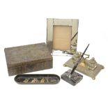 Bayard desk fountain pen, a French brass inkstand and other items