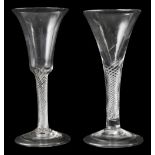 Two mid 18th century airtwist wine glasses c.1745