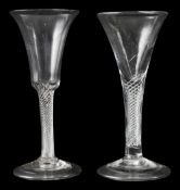 Two mid 18th century airtwist wine glasses c.1745