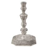 A continental silver candlestick in Louis XIV style