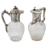 Two late Victorian silver mounted claret jugs