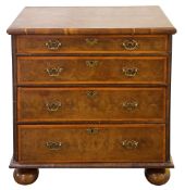 A William and Mary walnut oyster veneered chest of drawers