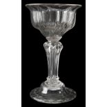 A mid 18th century moulded pedestal stem sweetmeat glass c.1750