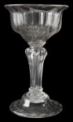 A mid 18th century moulded pedestal stem sweetmeat glass c.1750