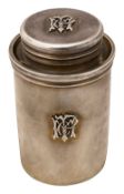 A Victorian silver gilt beaker and nesting lidded glass jar