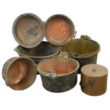 A group of six French copper kitchenware items