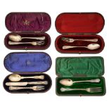 Four Victorian and later cased christening sets