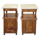 A pair of Louis Philippe walnut bedside cupboards