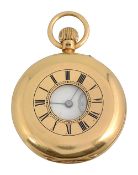 A Late Victorian 18ct gold half hunter keyless pocket watch