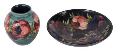 A Moorcroft anemone pattern small bowl and a vase