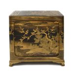 A 19th C Japanese lacquer (Ju-Kobako) four tiered box, cover and stand