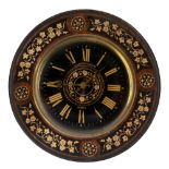 A late 19th century French wall verre eglomise dial wall clock