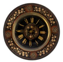 A late 19th century French wall verre eglomise dial wall clock