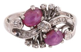 A ruby and diamond-set ring