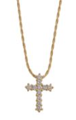 A diamond crucifix pendant on an 18ct gold chain