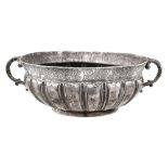 A late 18th century Spanish colonial silver twin handled bowl