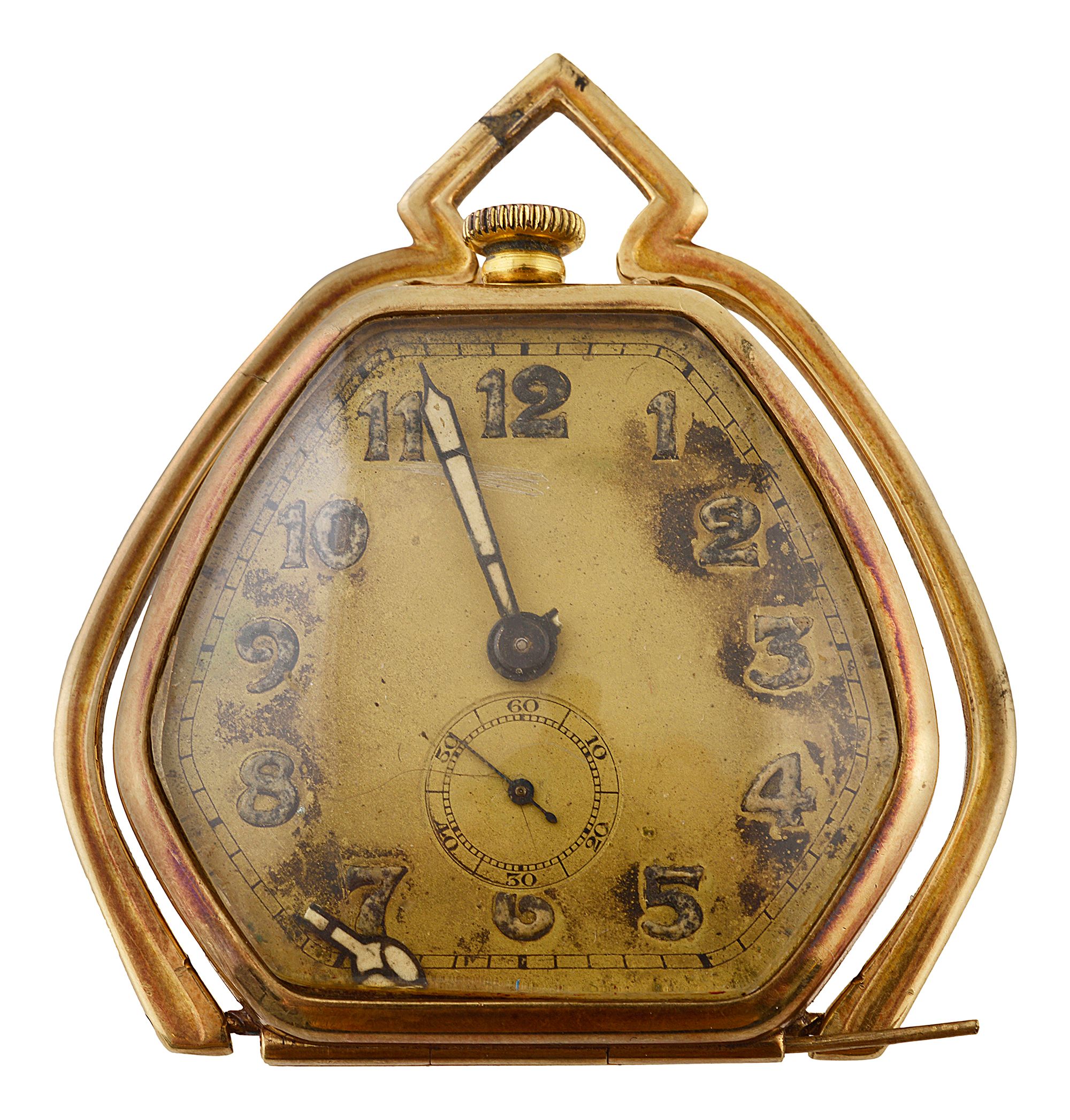 A continental 1930s keyless gold pocket watch