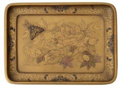 A 19th century Japanese gold lacquer ground rectangular tray